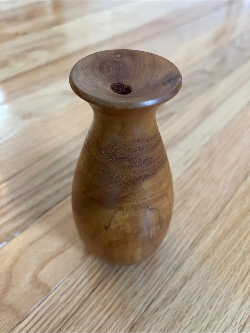 Hand-Turned Cherry Wood Bud Vase - Natural Brown 1994 Michigan 5 3/4” x 2 5/8”